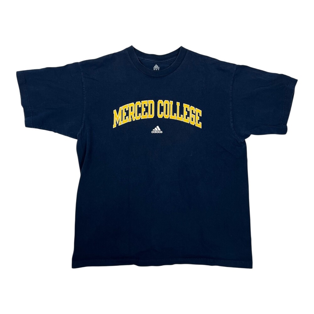 Vintage Merced College Blue Devils T-Shirt Size Large Adidas Y2K Double Sided